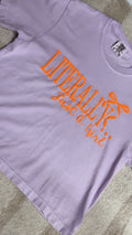 “Literally Just A Girl” Boxy Crop Tee - Purple