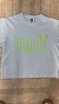 “Literally Just A Girl” Boxy Crop Tee - Blue