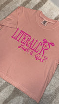“Literally Just A Girl” Boxy Crop Tee - Peach