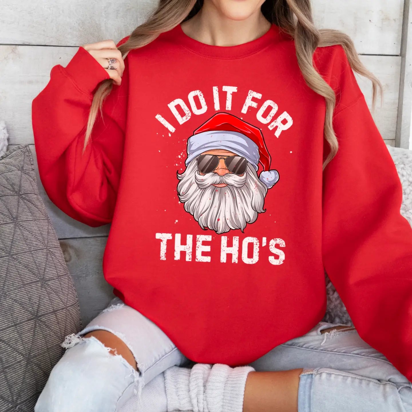 "I Do It For the Ho’s" Christmas Crewneck Sweatshirt
