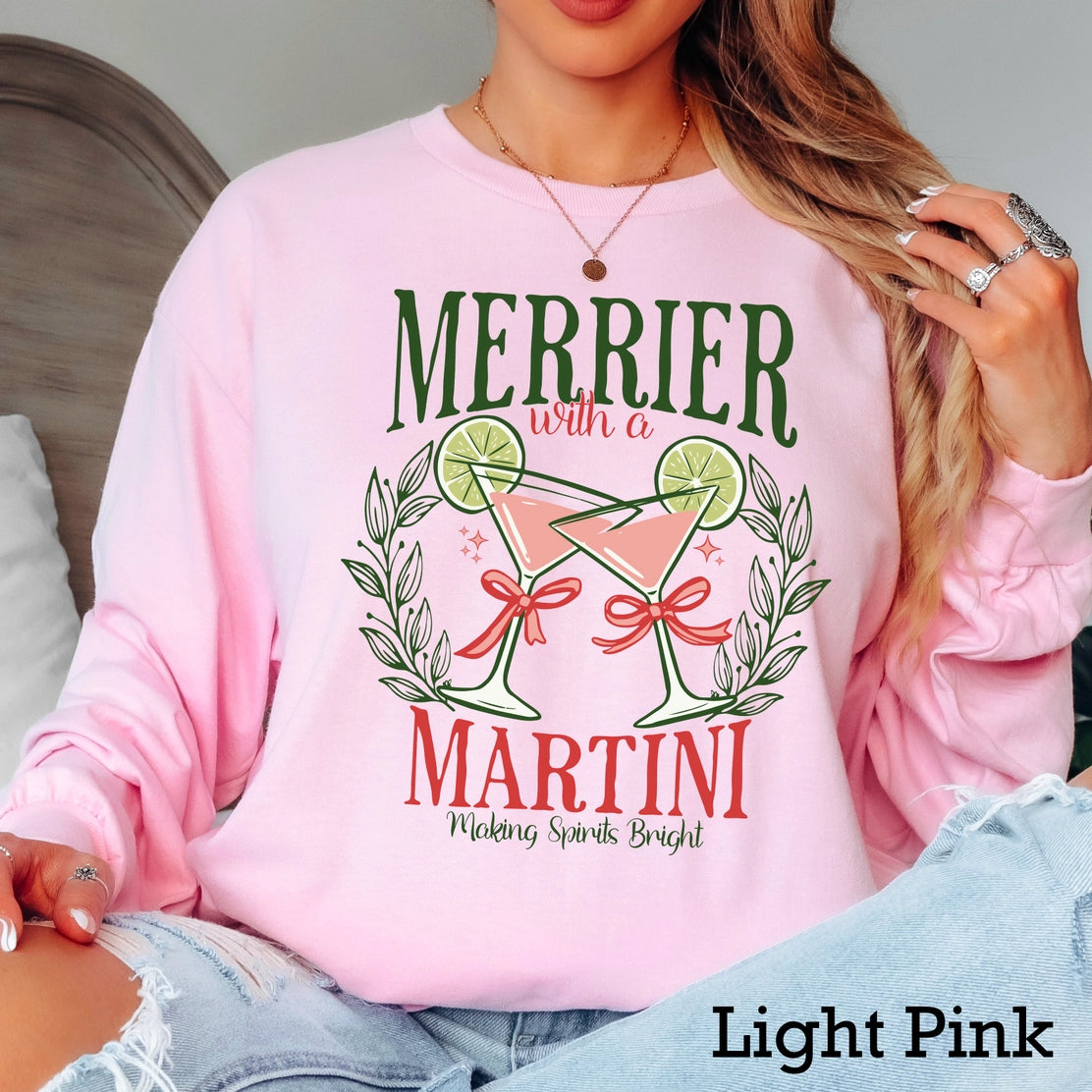 "Merrier Martini" Christmas Long Sleeve Shirt