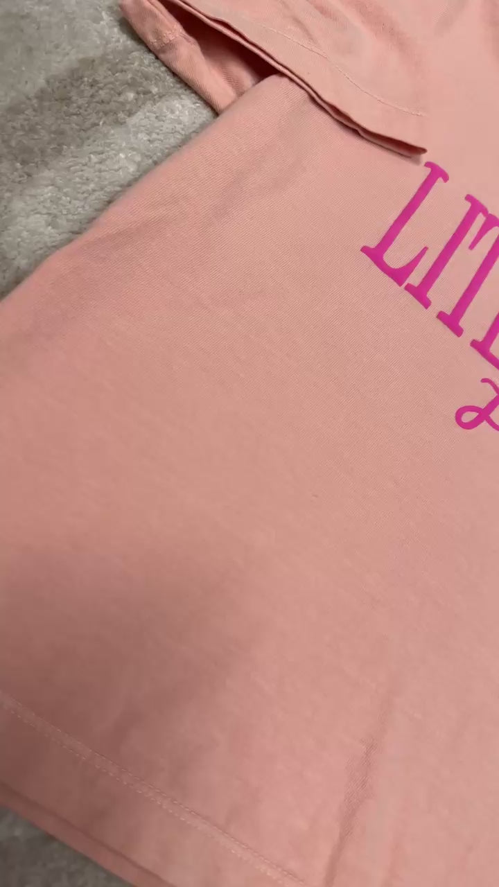 “Literally Just A Girl” Boxy Crop Tee - Peach